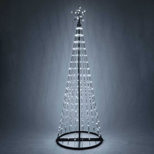 6' Cool White LED Animated Outdoor Lightshow Tree, Black Frame