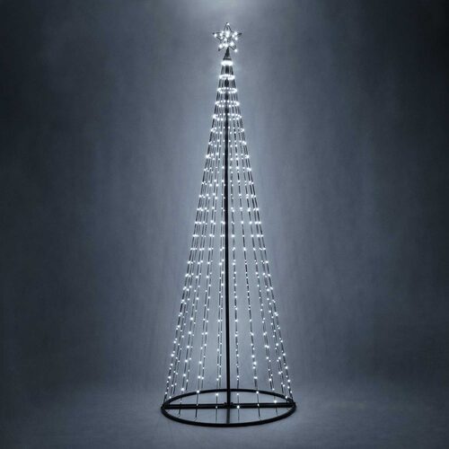 9' Cool White LED Animated Outdoor Lightshow Tree, Black Frame