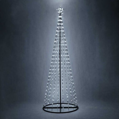 9' Cool White LED Animated Outdoor Lightshow Tree, Black Frame