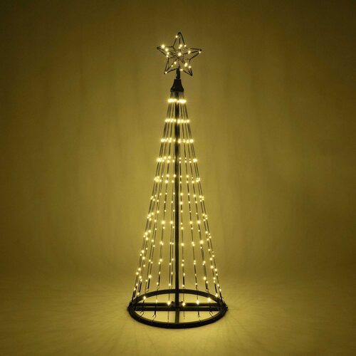 4' Warm White  LED Animated Outdoor Lightshow Tree, Black Frame