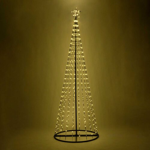 9' Warm White LED Animated Outdoor Lightshow Tree, Black Frame