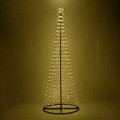 9' Warm White LED Animated Outdoor Lightshow Tree, Black Frame