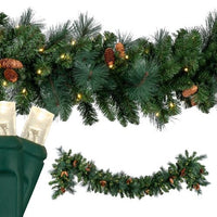 9' X 14" Mixed Noble Garland, Pre-Lit, LED, Warm White