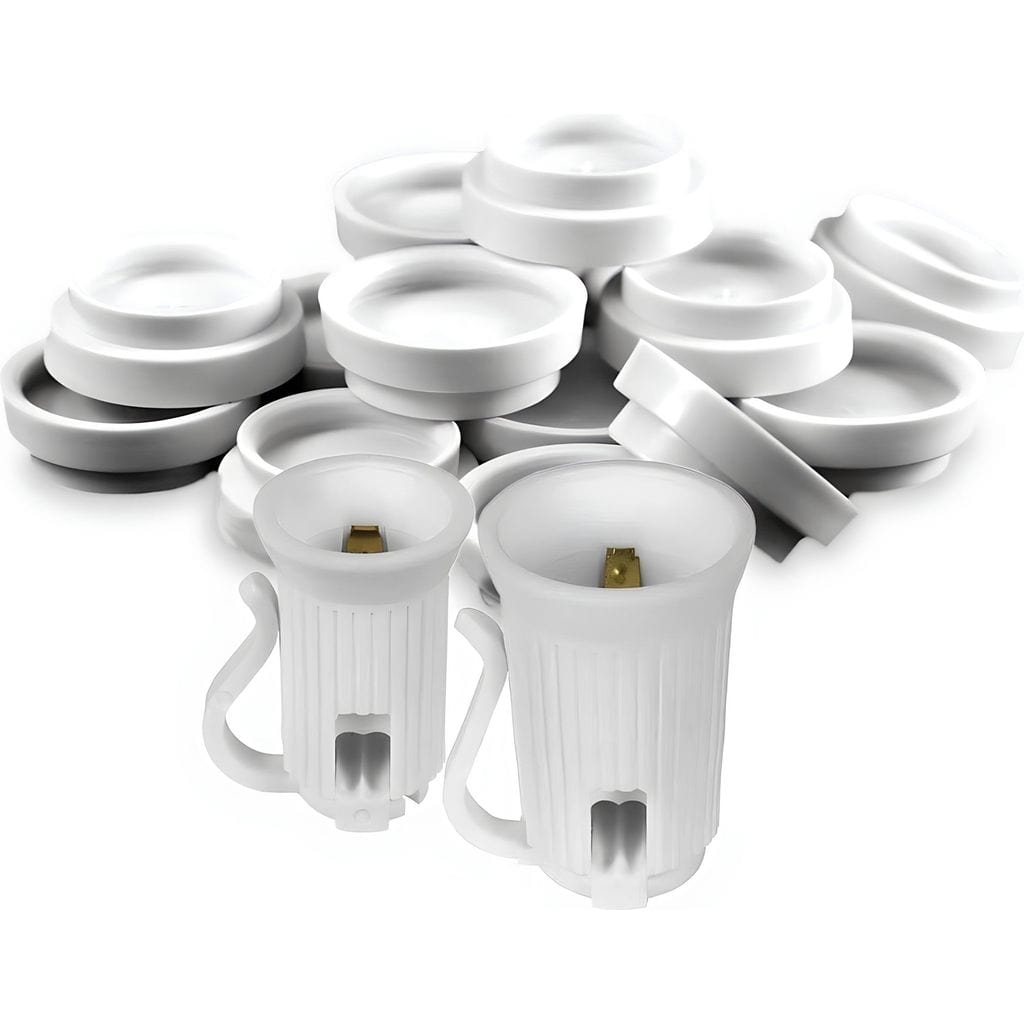 Safe-T Caps Socket Cap Covers for C7 and C9 Bulbs Stringers White Pack of approximately 100 - Christmas Light