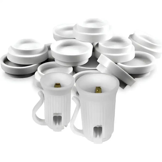 Safe-T Caps Socket Cap Covers for C7 and C9 Bulbs Stringers White Pack of approximately 100 - Christmas Light