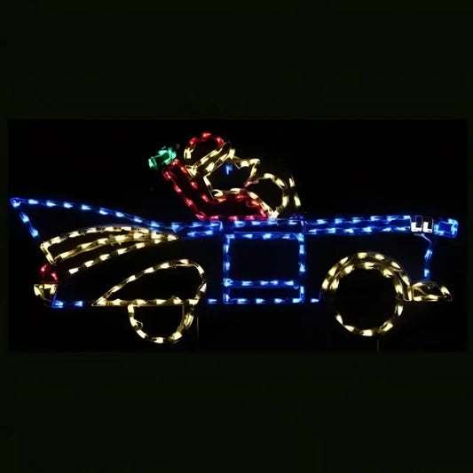 Santa in 57’ Chevy Wireframes Displays and Yard Art