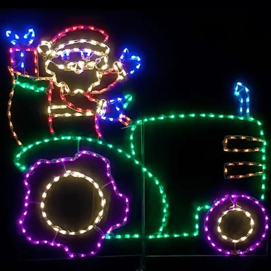 Santa Driving a Tractor - Wireframes Displays and Yard Art