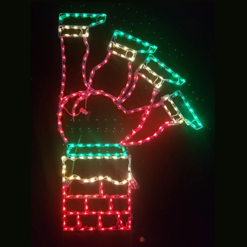 Santa Kicking Feet in Chimney - Wireframes Displays and Yard Art