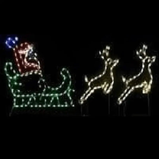 Santa in Sleigh with 2 Deer Small - Wireframes Displays and Yard Art