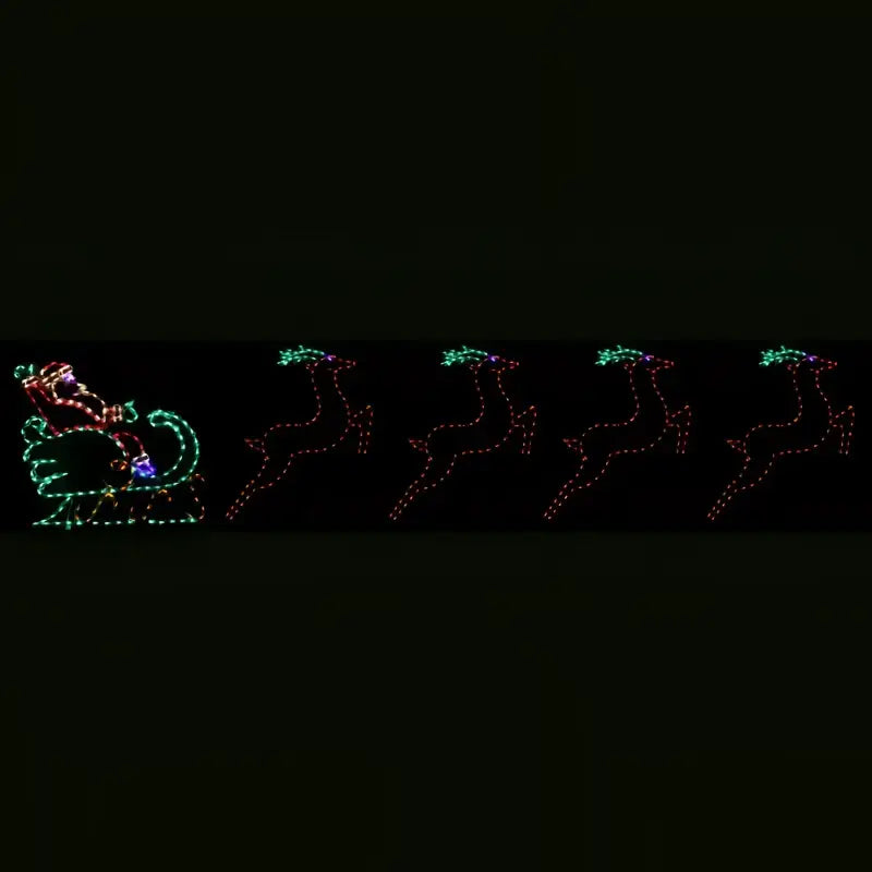 Santa in Sleigh with 4 Leaping Deer - Wireframes Displays and Yard Art