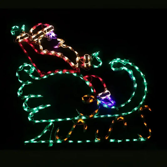 Santa in Sleigh Medium Wireframes Displays and Yard Art