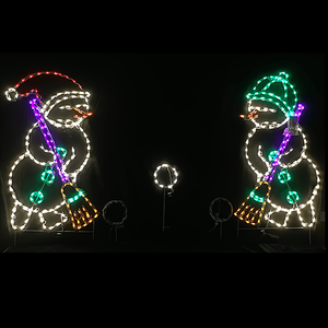 Snowman Sweeping Snowball, Animated Wireframes, Displays and Yard Art Lori's Lighted D'Lites