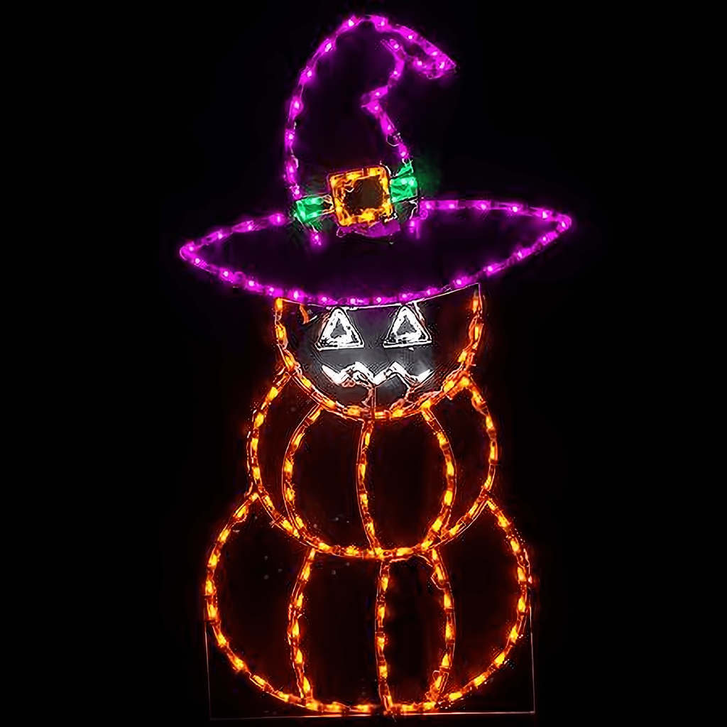 Stacked Pumpkins with Witch's Hat - The Christmas Light Emporium