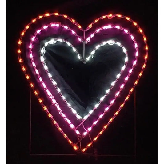 Triple Valentines Day Hearts Animated - Wireframes Displays and Yard Art