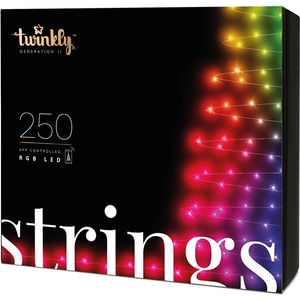 Twinkly App Controlled RGB Christmas Lights, 250 Bulbs, Green Wire Christmas Lights Twinkly