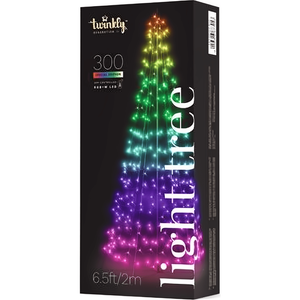 Twinkly App Controlled RGBW 3D Light Show Tree, 300 Bulbs, 6.5 Feet Tall Christmas Lights Twinkly