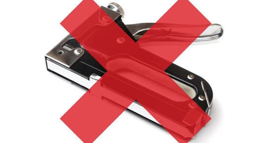 picture of a staple gun with a red X - DO NOT USE
