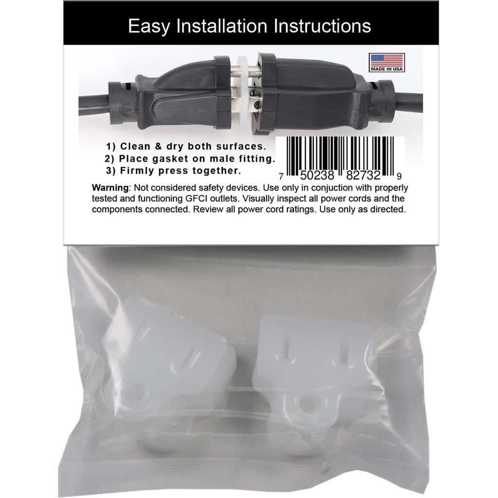 Weatherproof Electrical Plug Extension Cord Gaskets 10 Pack - Christmas Light Installation Accessories
