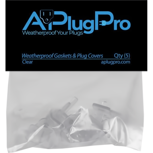 Weatherproof Electrical Plug Extension Cord Gaskets and Clear Covers, 5 Pack - The Christmas Light Emporium