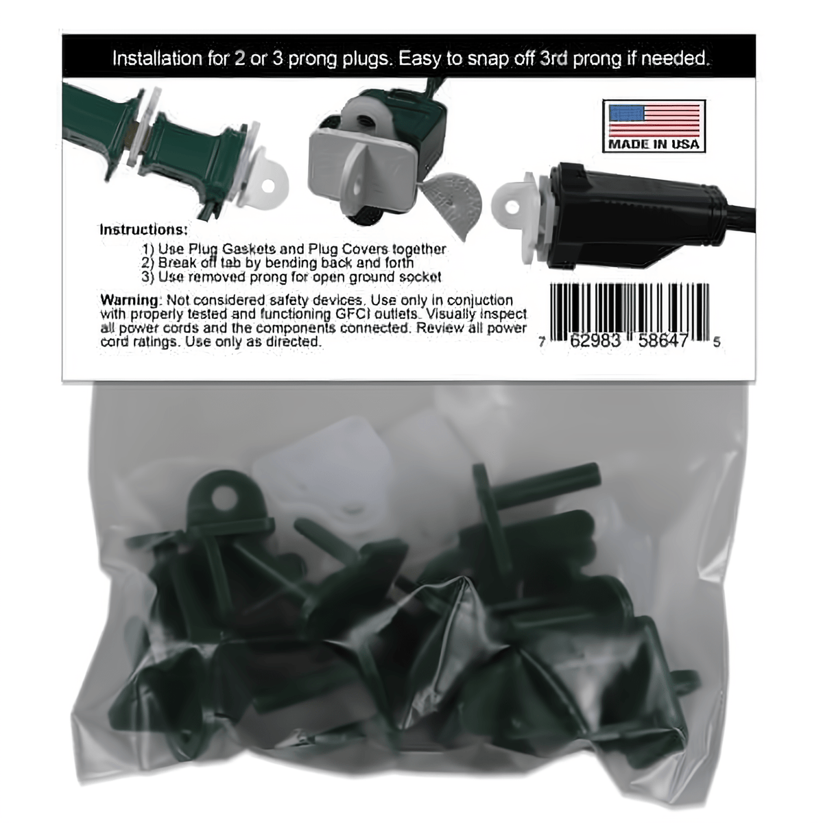 Weatherproof Electrical Plug Extension Cord Gaskets and Green