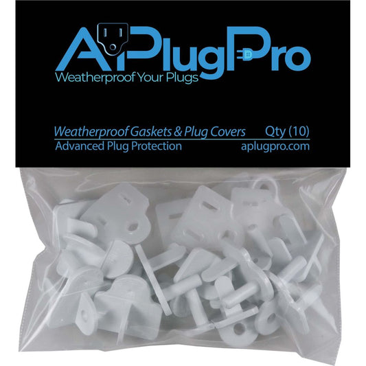 Weatherproof Electrical Plug Extension Cord Gaskets and White Covers, 10 Pack - The Christmas Light Emporium