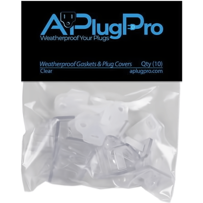 Weatherproof Electrical Plug Extension Cord Gaskets and Clear Covers 10 Pack - Christmas Light Installation Accessories