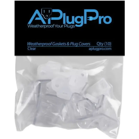 Weatherproof Electrical Plug Extension Cord Gaskets and Clear Covers 10 Pack - Christmas Light Installation Accessories