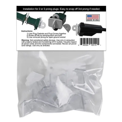 Weatherproof Electrical Plug Extension Cord Gaskets and Clear Covers 10 Pack - Christmas Light Installation Accessories