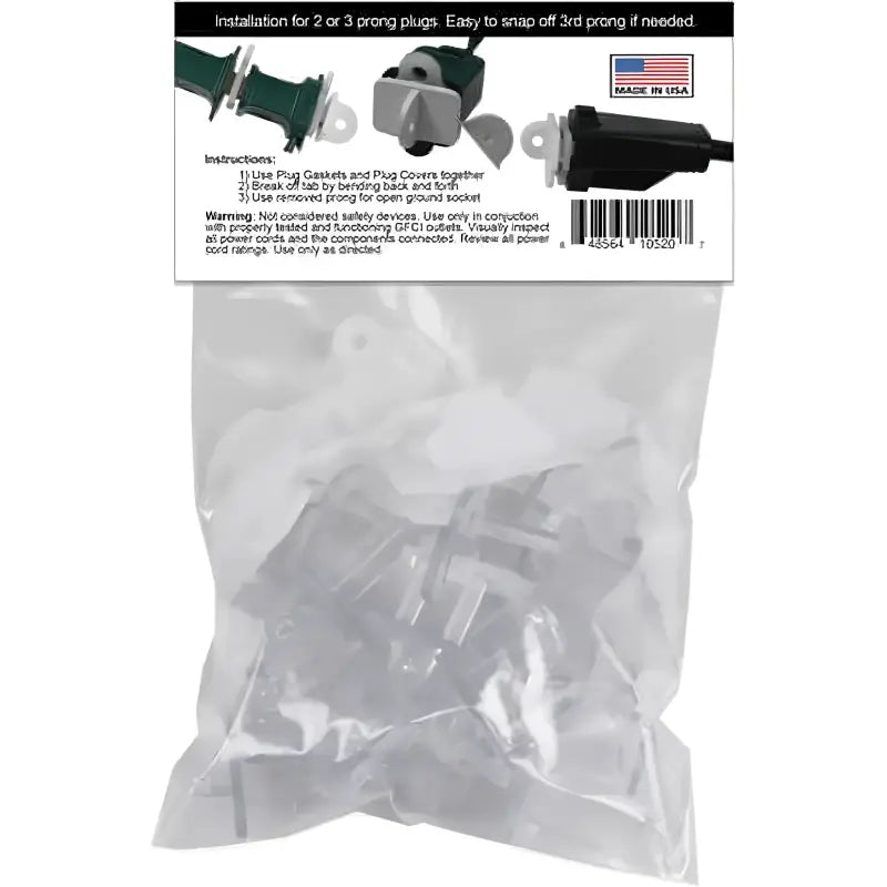 Weatherproof Electrical Plug Extension Cord Gaskets and Clear Covers 25 Pack Christmas Light Installation Accessories