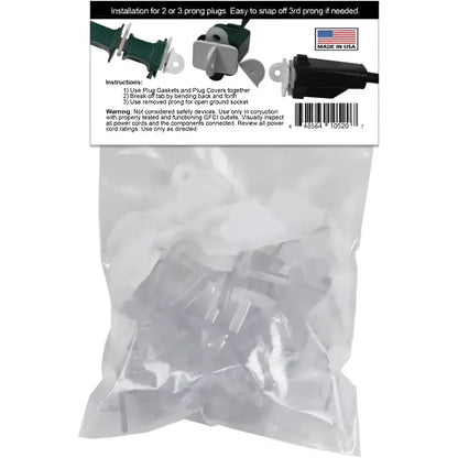 Weatherproof Electrical Plug Extension Cord Gaskets and Clear Covers 25 Pack Christmas Light Installation Accessories