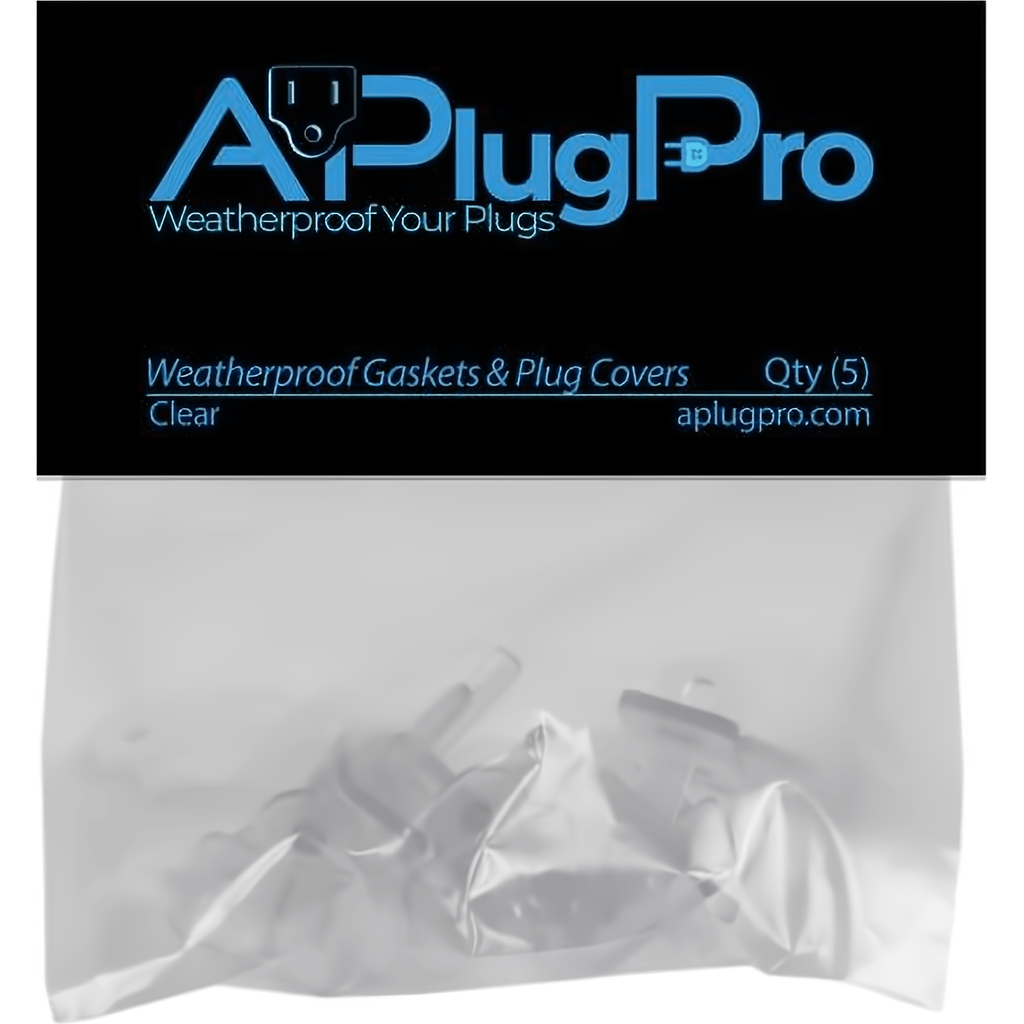 Weatherproof Electrical Plug Extension Cord Gaskets and Clear Covers 5 Pack - Christmas Light Installation Accessories