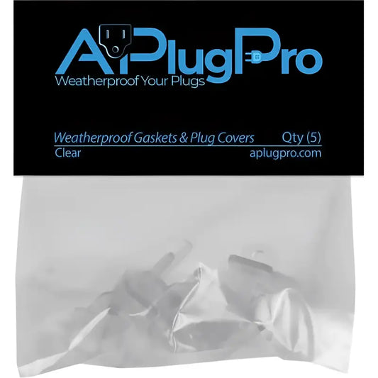 Weatherproof Electrical Plug Extension Cord Gaskets and Clear Covers 5 Pack - Christmas Light Installation Accessories