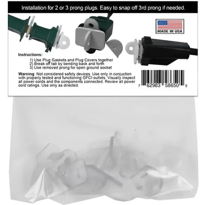 Weatherproof Electrical Plug Extension Cord Gaskets and Clear Covers 5 Pack - Christmas Light Installation Accessories