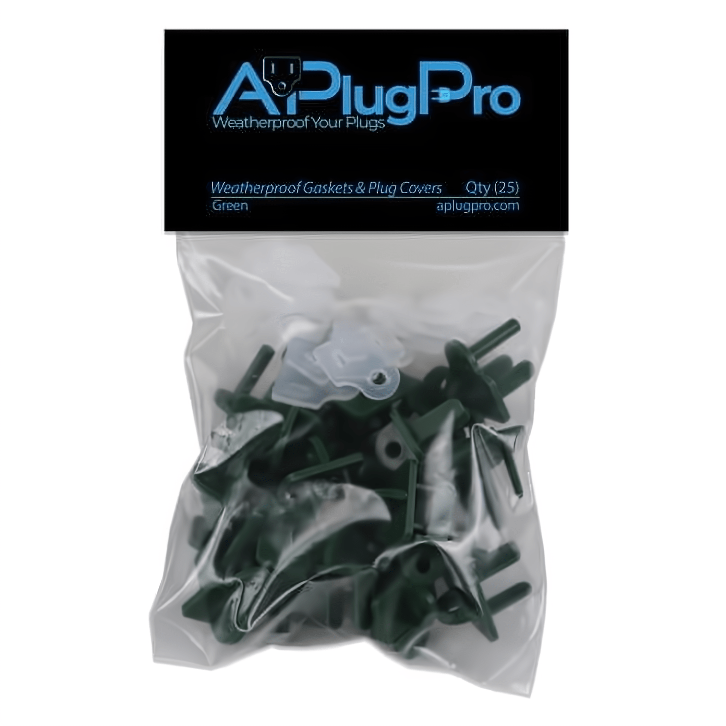 Weatherproof Electrical Plug Extension Cord Gaskets and Green Covers 25 Pack - Christmas Light Installation Accessories