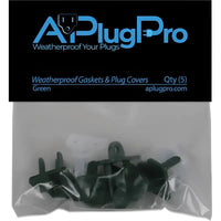 Weatherproof Electrical Plug Extension Cord Gaskets and Green Covers, 5 Pack [CLOSEOUT]