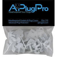Weatherproof Electrical Plug Extension Cord Gaskets and White Covers, 10 Pack [CLOSEOUT]