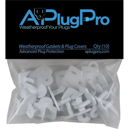 Weatherproof Electrical Plug Extension Cord Gaskets and White Covers 10 Pack Christmas Light Installation Accessories