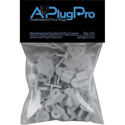 Weatherproof Electrical Plug Extension Cord Gaskets and White Covers 25 Pack - Christmas Light Installation Accessories