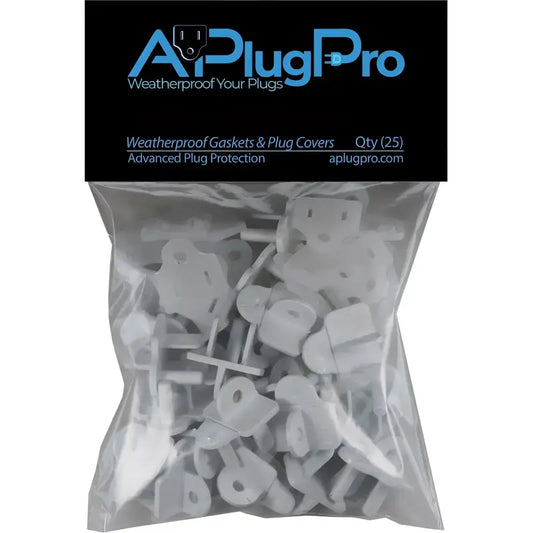Weatherproof Electrical Plug Extension Cord Gaskets and White Covers 25 Pack - Christmas Light Installation Accessories