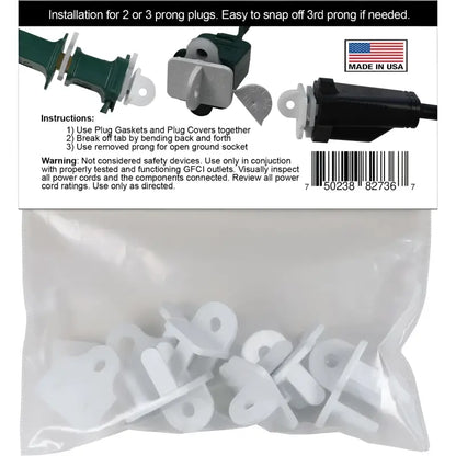 Weatherproof Electrical Plug Extension Cord Gaskets and White Covers 5 Pack Christmas Light Installation Accessories