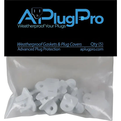 Weatherproof Electrical Plug Extension Cord Gaskets and White Covers 5 Pack Christmas Light Installation Accessories