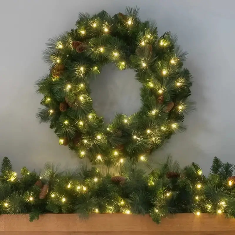 Wreath 30’’ Mixed Noble Pre-lit LED Warm White - Christmas Decorations