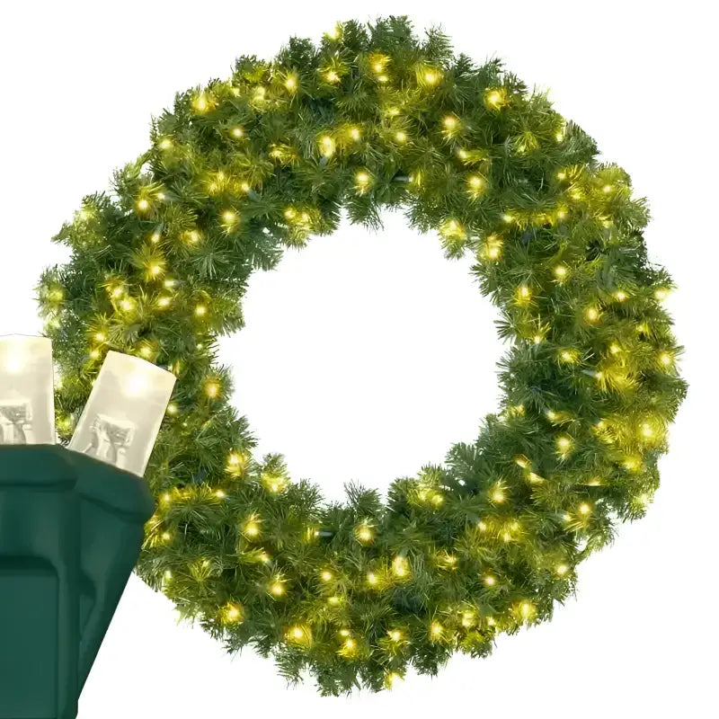 Wreath 36’’ Olympia Pine Pre-Lit LED Warm White [CLOSEOUT] - Christmas Decorations