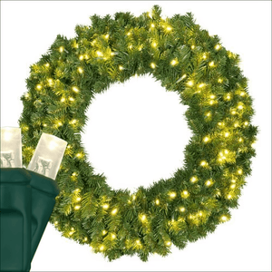 Wreath, 36" Sequoia Fir Wreath, Pre-Lit, LED Warm White Christmas Decorations Wintergreen Corporation