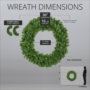 Wreath, 36" Sequoia Fir Wreath, Unlit Christmas Decorations Wintergreen Corporation