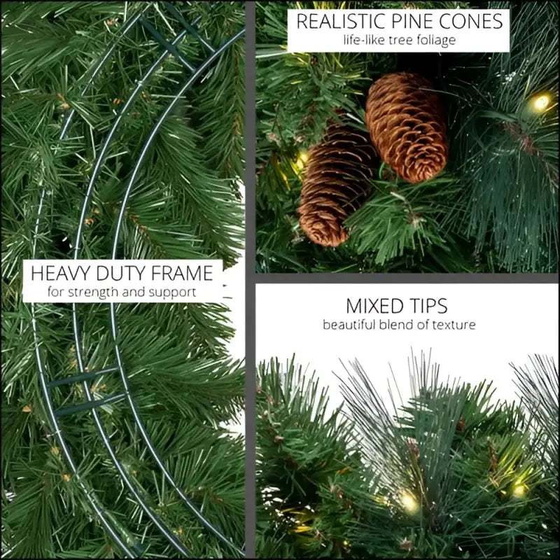 Wreath 48’’ Mixed Noble Pre-lit LED Warm White - Christmas Decorations