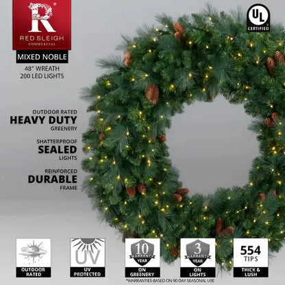 Wreath 48’’ Mixed Noble Pre-lit LED Warm White - Christmas Decorations