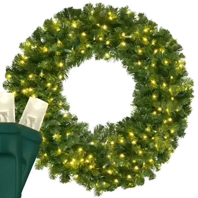 Wreath 48’’ Olympia Pine Pre-Lit LED Warm White [CLOSEOUT] - Christmas Decorations