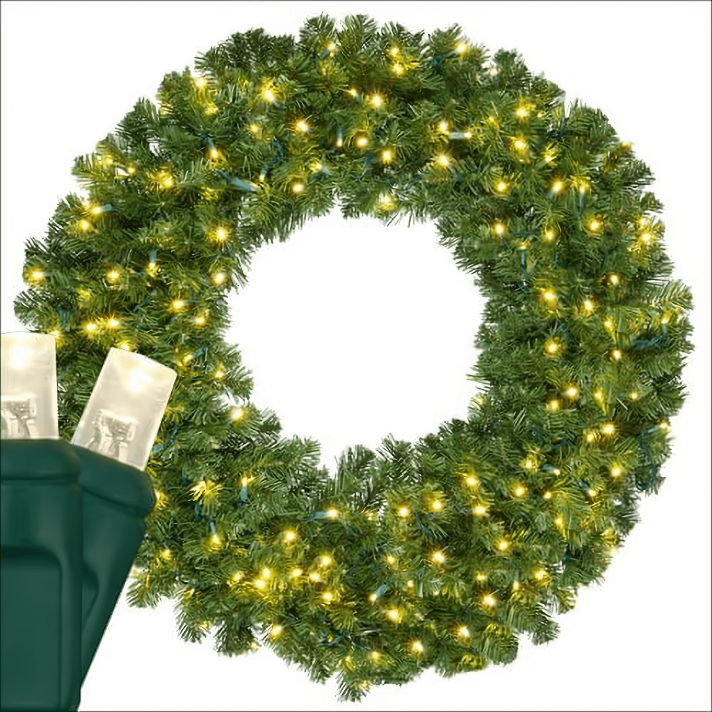 Wreath, 48" Olympia Pine, Pre-Lit, LED Warm White