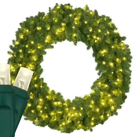 Wreath 48’’ Sequoia Fir Pre-Lit LED Warm White - Christmas Decorations
